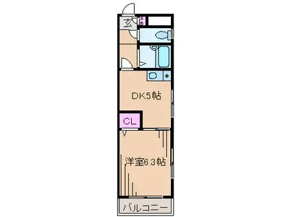 アーカス5(1DK/1階)の間取り写真