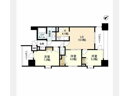 パークフラッツ横浜公園(3LDK/8階)の間取り写真