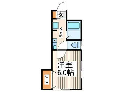 フォーレストII(1K/1階)の間取り写真
