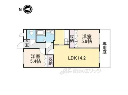 セントフィールド葛城Ⅰ(2LDK/1階)の間取り写真