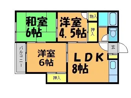 浦園コーポ(3LDK/2階)の間取り写真