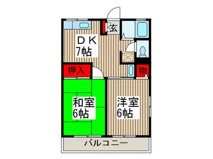 パピヨン(2DK/1階)の間取り写真