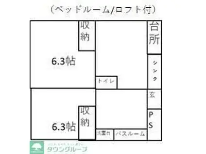 グランデュールKAJIGAYA(2DK/2階)の間取り写真
