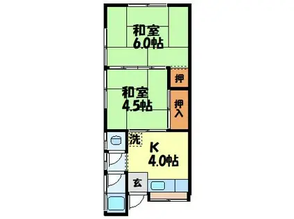 サニーハウス(2K/2階)の間取り写真