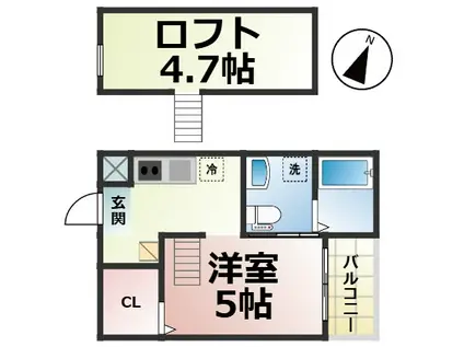 エクシア道徳(1SK/1階)の間取り写真