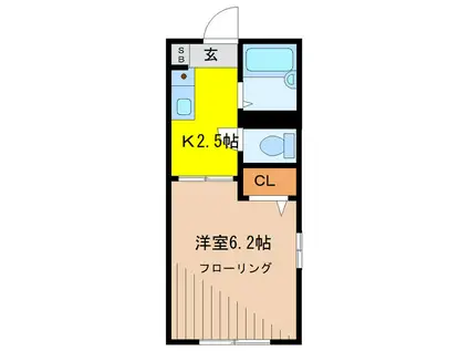 アザリー武蔵野(1K/1階)の間取り写真