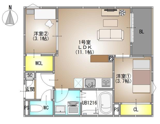 REGALEST PLUS(2LDK/1階)の間取り写真