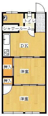 ラスカビル(2DK/3階)の間取り写真