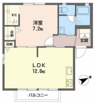 コートハウス星陵AB(1LDK/2階)の間取り写真