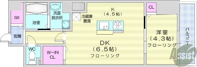タウンイーストガン(1LDK/2階)の間取り写真