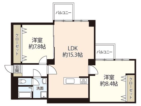 宇品シーサイドマンション(2LDK/7階)の間取り写真