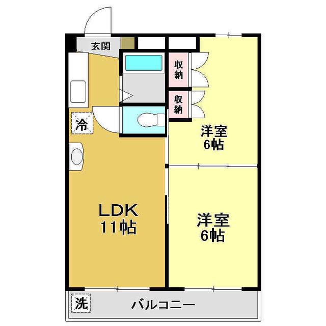 メゾン・ド・カフェイユ(2LDK/4階)の間取り写真