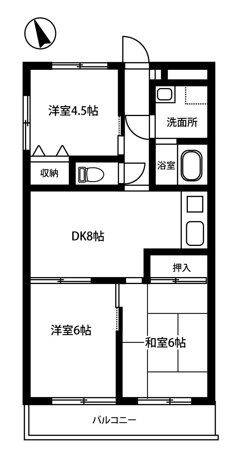 ヴィラ横山(3DK/3階)の間取り写真