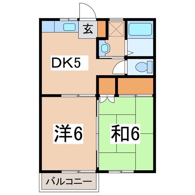 バジリカハイツ(2DK/2階)の間取り写真