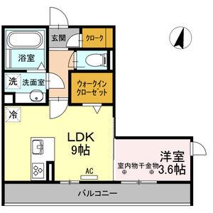 ルーチェ勝川(1LDK/2階)の間取り写真