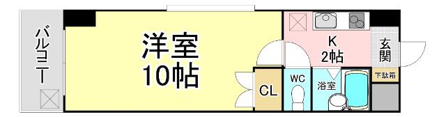 ウインズ三萩野(1K/3階)の間取り写真
