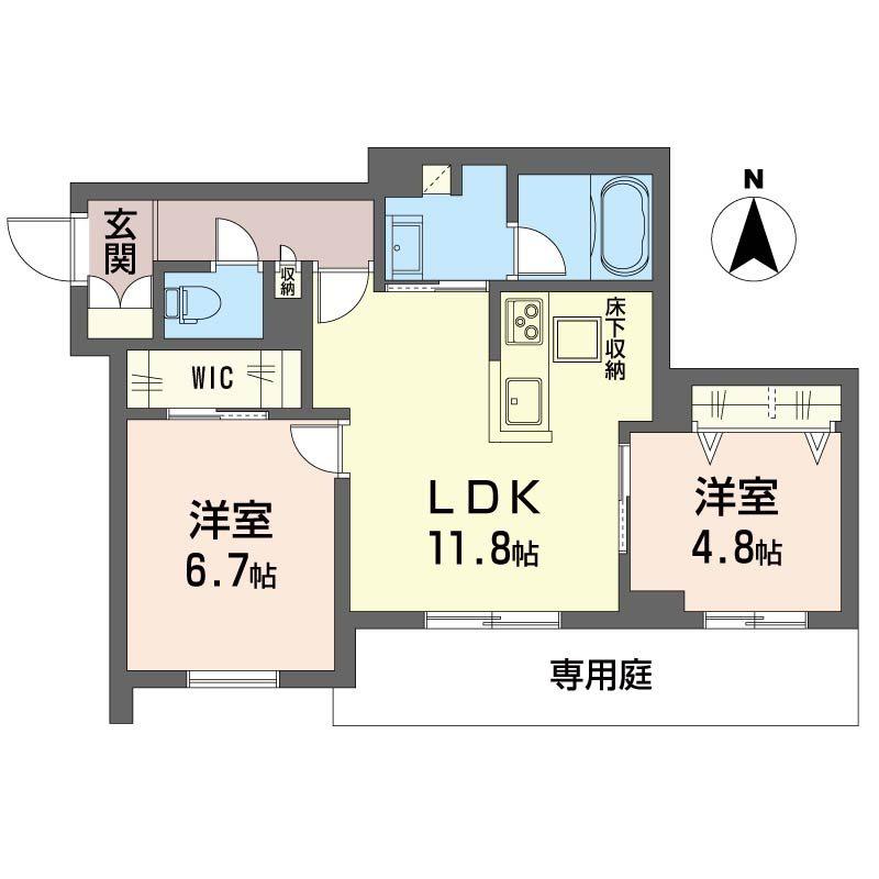 UP DRAFT(2LDK/1階)の間取り写真