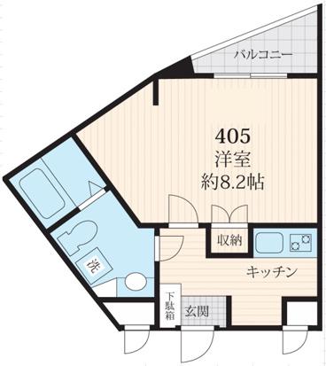 フォセット駒場 (1K/4階)の間取り写真