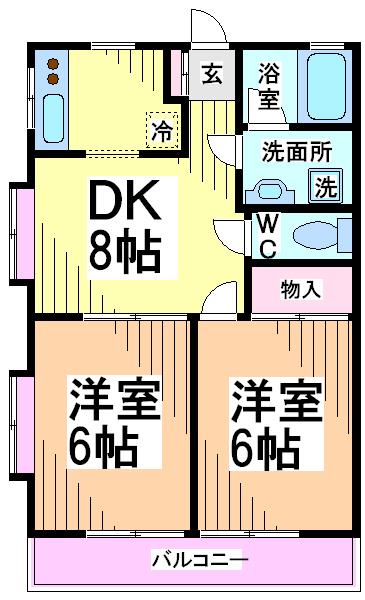 ガーデン久我山(2DK/2階)の間取り写真