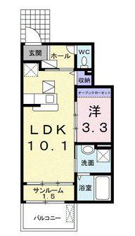 ベルソレイユ(1LDK/1階)の間取り写真