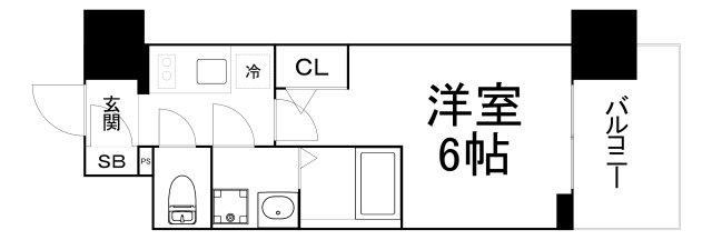 エスリード大阪城イースト(1K/11階)の間取り写真