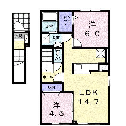 クリスタル(2LDK/2階)の間取り写真