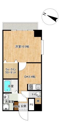 グランドブルー俵町(1DK/4階)の間取り写真