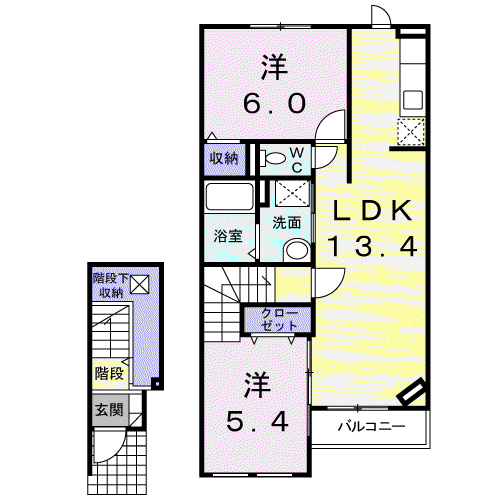 ステラI(2LDK/2階)の間取り写真