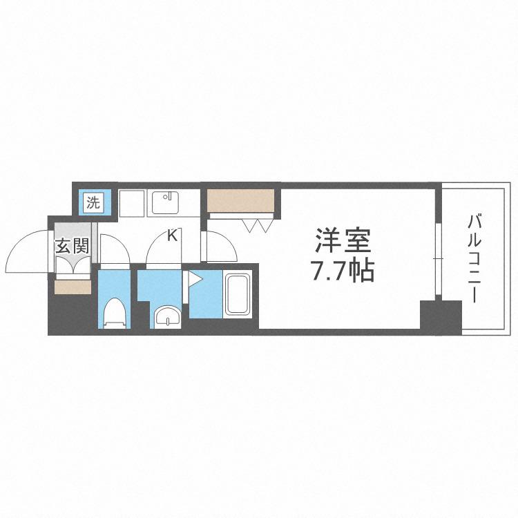 LUXE海老江II(1K/7階)の間取り写真