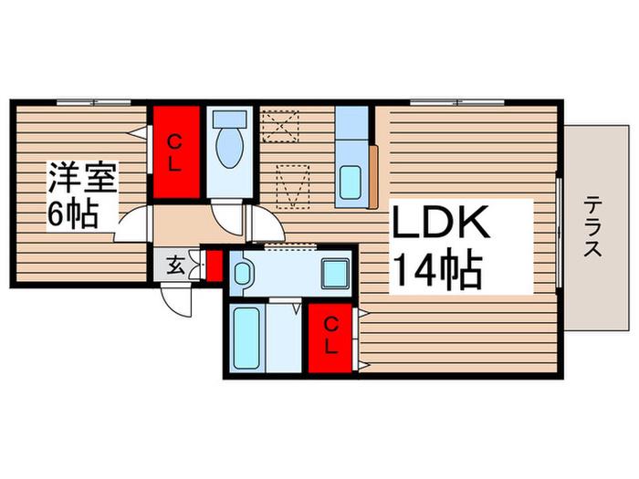 ベルデュール(1LDK/1階)の間取り写真