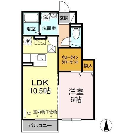 シュープリーム(1LDK/1階)の間取り写真
