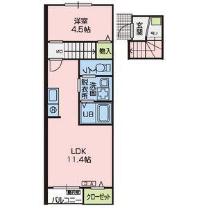 ペシュールII(1LDK/2階)の間取り写真