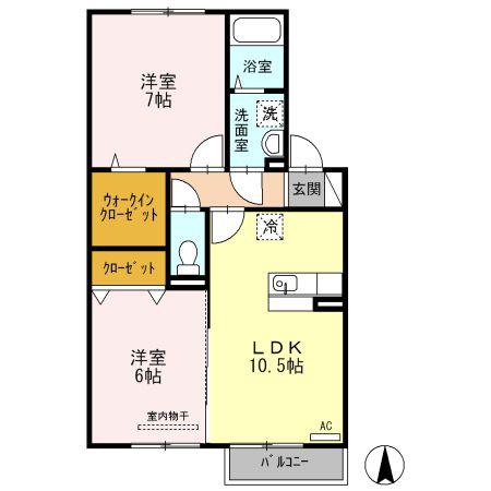 シャインポート屋島G・H棟H棟(2LDK/2階)の間取り写真
