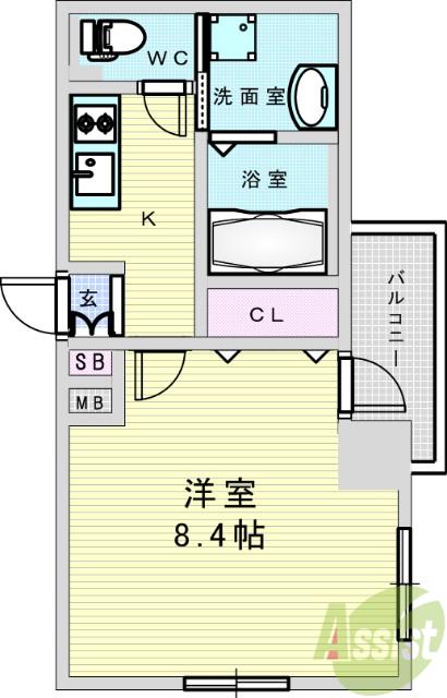 DIMUS新大阪(1K/13階)の間取り写真