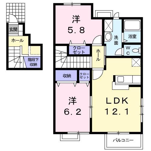 デスパシオ・カーサ(2LDK/2階)の間取り写真