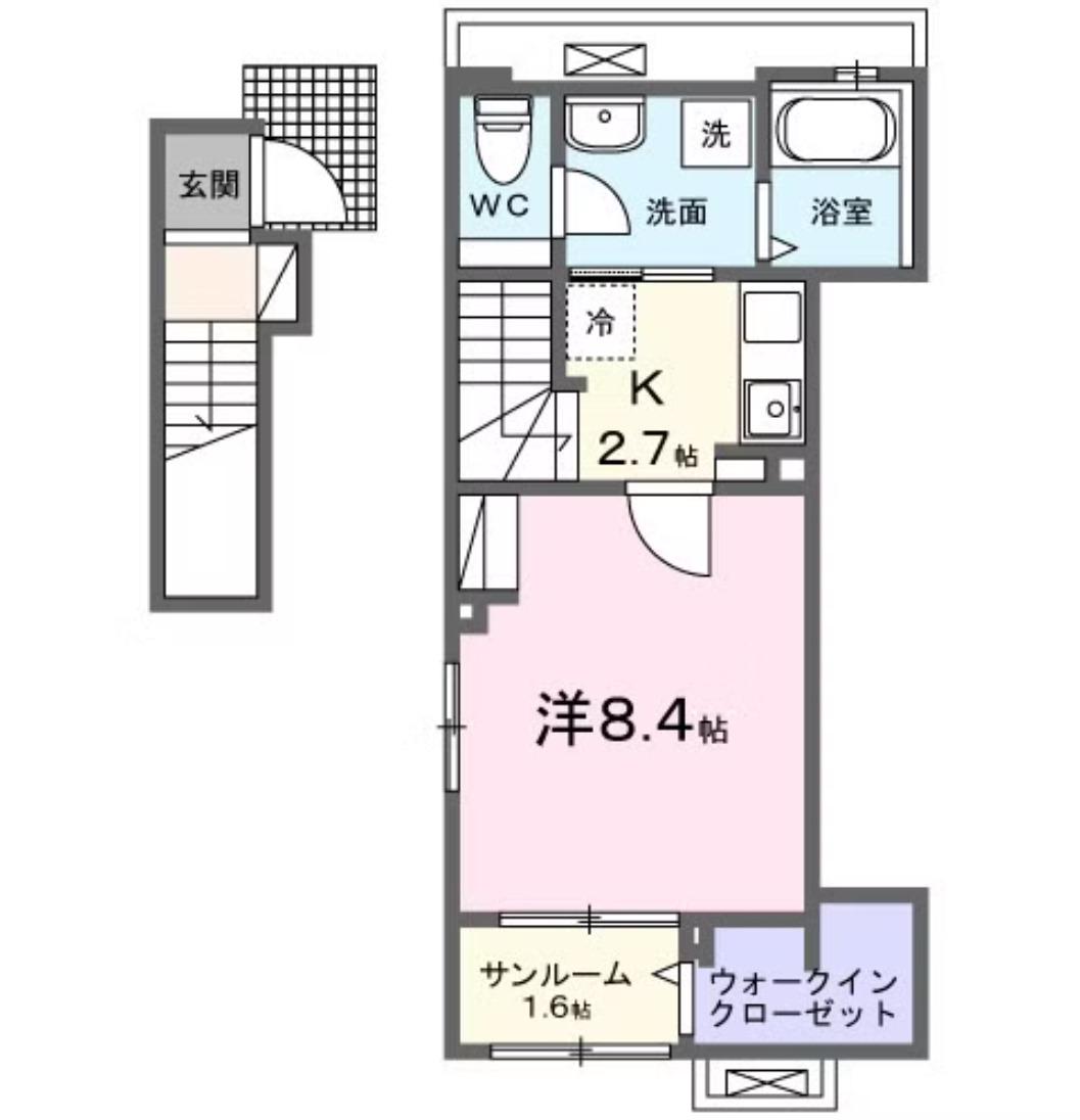 ガーデン フェイバー(1K/2階)の間取り写真
