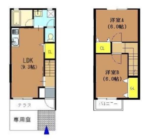 アビターレ(2LDK/1階)の間取り写真