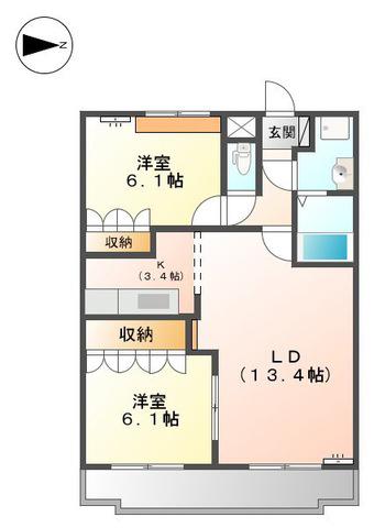 ウィンズ・パレス雅(2LDK/2階)の間取り写真