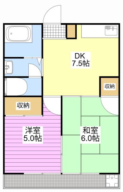 新川ハイツ(2DK/2階)の間取り写真
