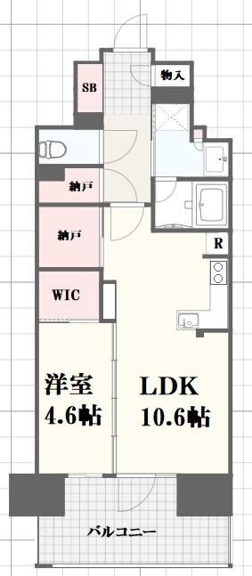 レーベン姫路本町(1SLDK/4階)の間取り写真