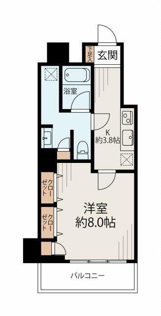 クローバー六本木(1K/4階)の間取り写真