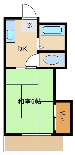 コーポ雲竜(1DK/1階)の間取り写真