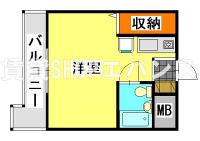 ラレーブ津田沼IV(ワンルーム/1階)の間取り写真
