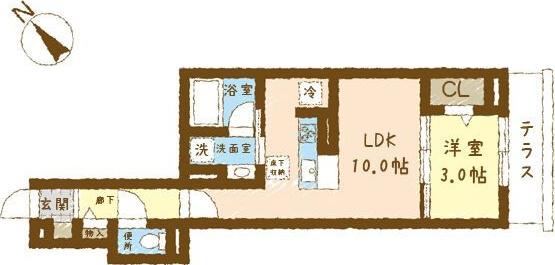 JR東海道本線 安城駅 徒歩5分 3階建 築1年(1LDK/1階)の間取り写真