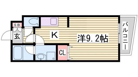 ハイトピア神戸北I(1K/3階)の間取り写真