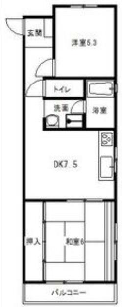 エクセル塩釜(2DK/1階)の間取り写真