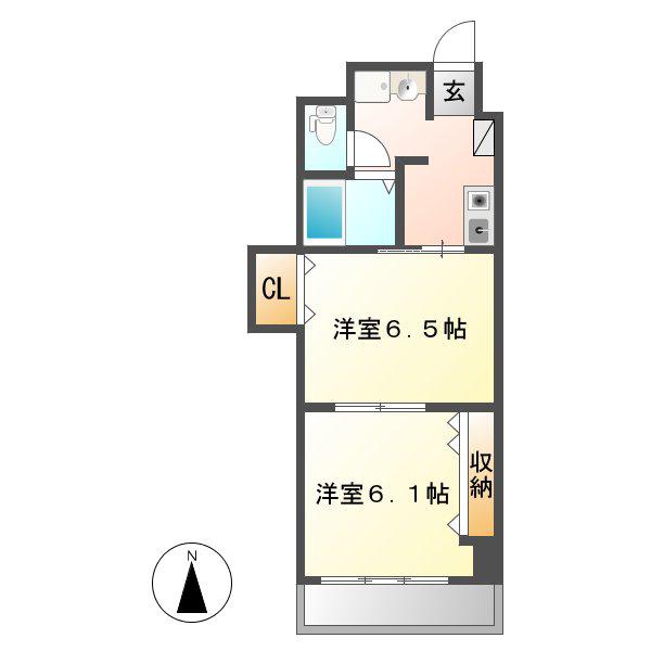 プレステージ名古屋(2K/11階)の間取り写真