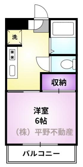 パークハイム米倉(1K/2階)の間取り写真