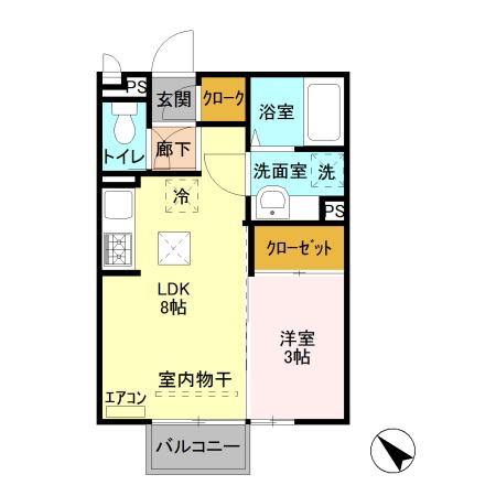 サンモール(1LDK/1階)の間取り写真