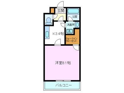 グランエール(1K/3階)の間取り写真